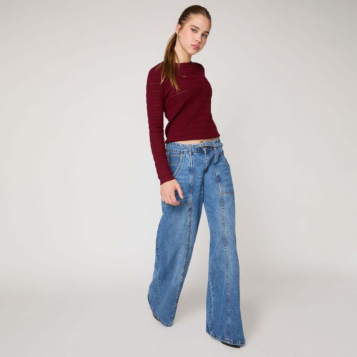 MOSSIMO - Jeans Wide Leg Tiro Medio Mujer Mossimo