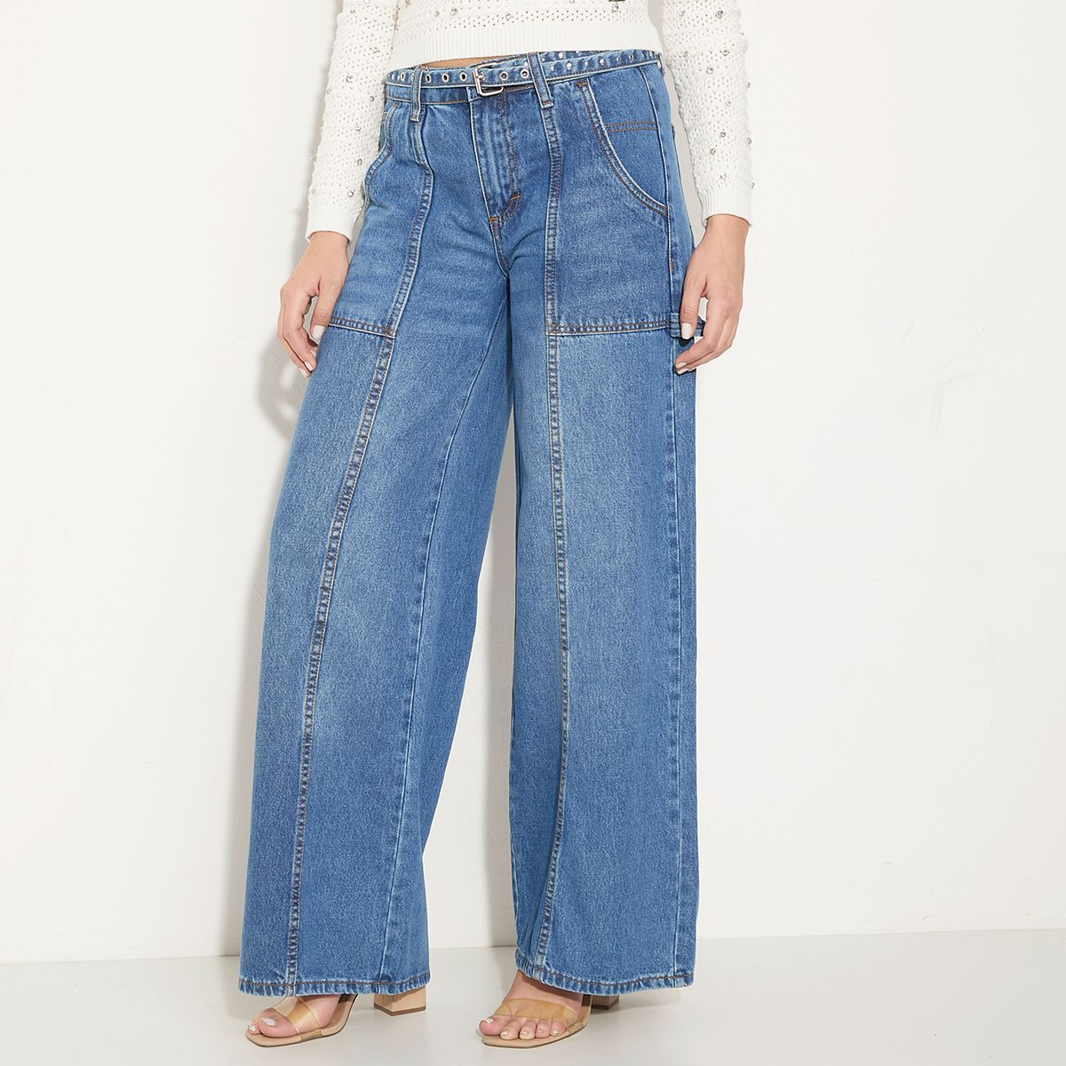 MOSSIMO - Jeans Wide Leg Tiro Medio Mujer Mossimo