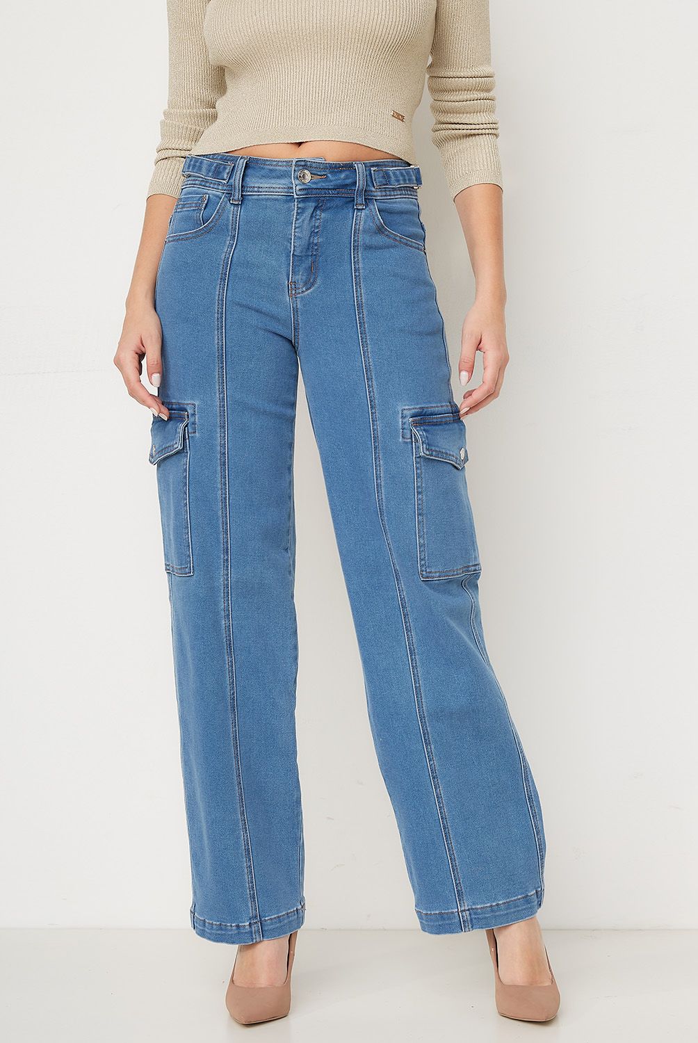MOSSIMO - Jeans Straight Tiro Medio Mujer Mossimo