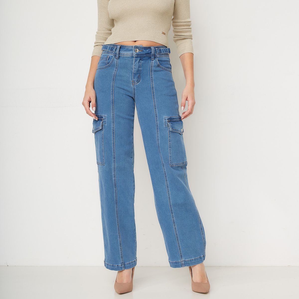 MOSSIMO - Jeans Straight Tiro Medio Mujer Mossimo