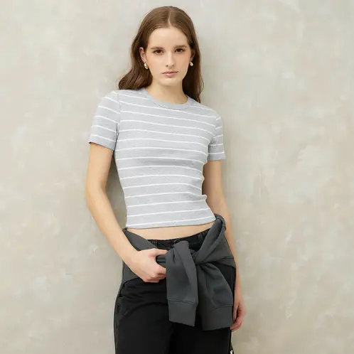 SYBILLA - Polera Manga Corta Algodón Mujer Casual