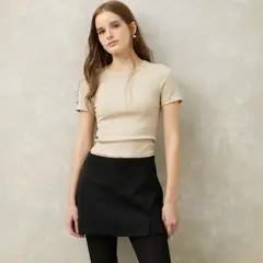SYBILLA - Polera Manga Corta Algodón Mujer Casual