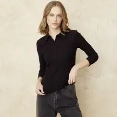 BASEMENT - Polera Manga Larga Algodón Mujer