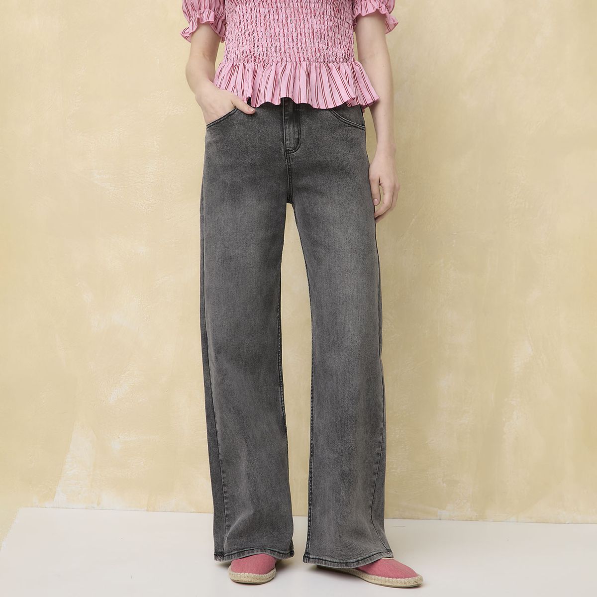 UNIVERSITY CLUB - Jeans Wide Leg Tiro Medio Mujer University Club