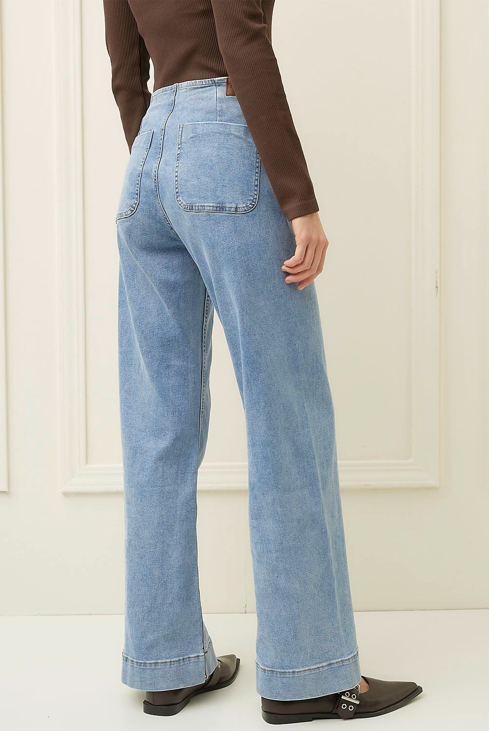 BASEMENT - Jeans Wide Leg Tiro Medio Mujer Basement