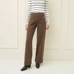 BASEMENT - Jeans Wide Leg Tiro Medio Mujer