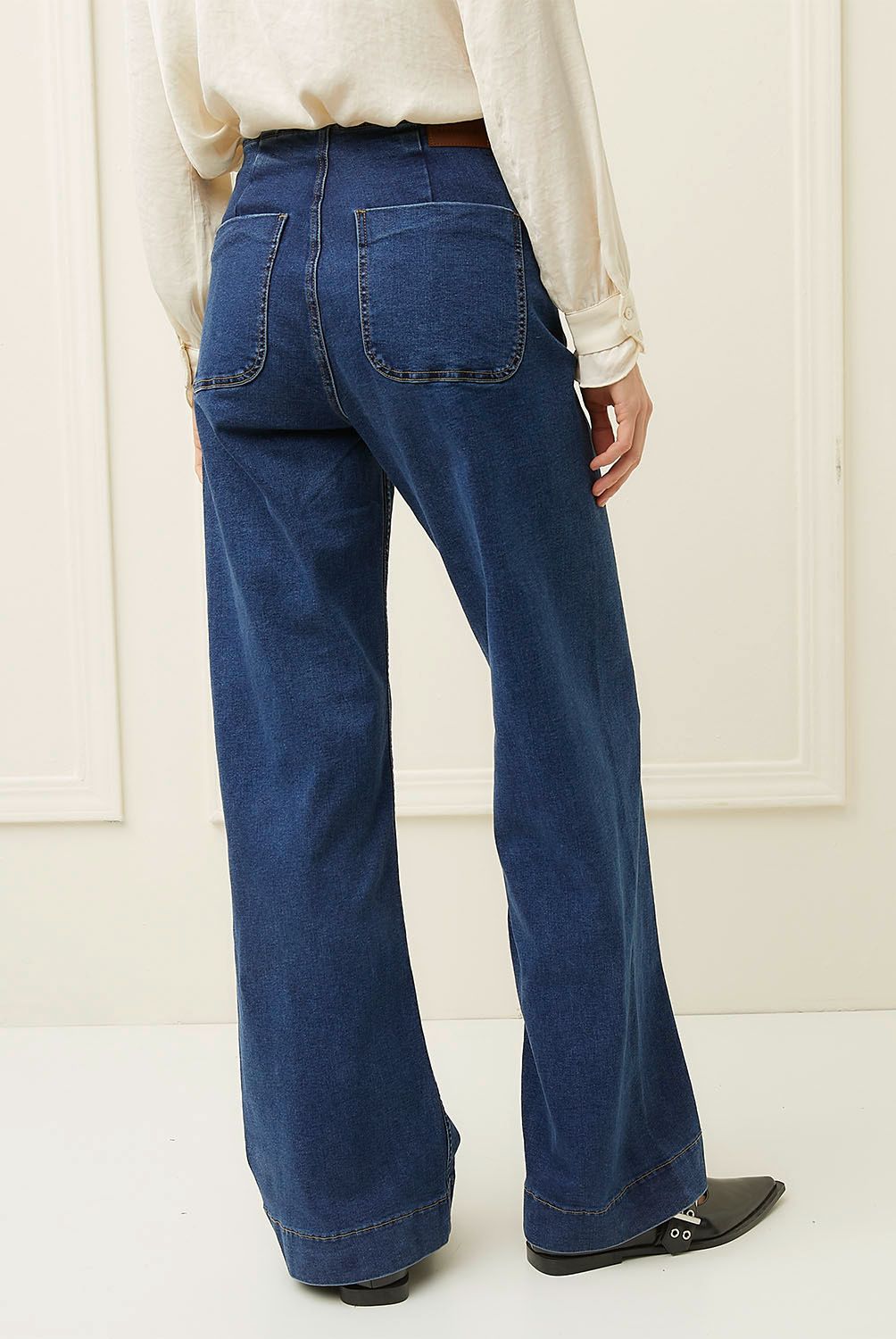 BASEMENT - Jeans Wide Leg Tiro Medio Mujer Basement