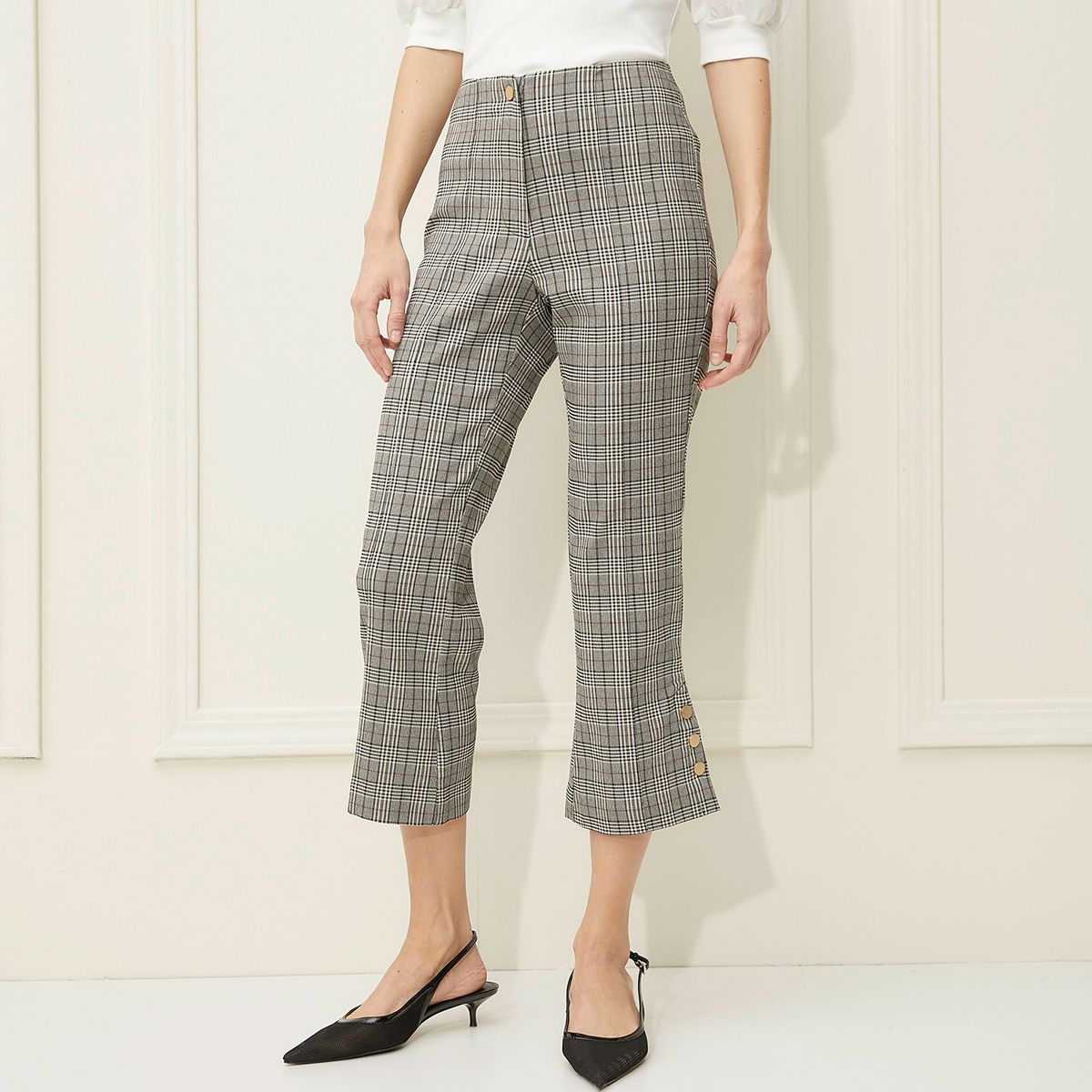 BASEMENT - Pantalón Boot Cut Tiro Medio Viscosa Mujer Basement