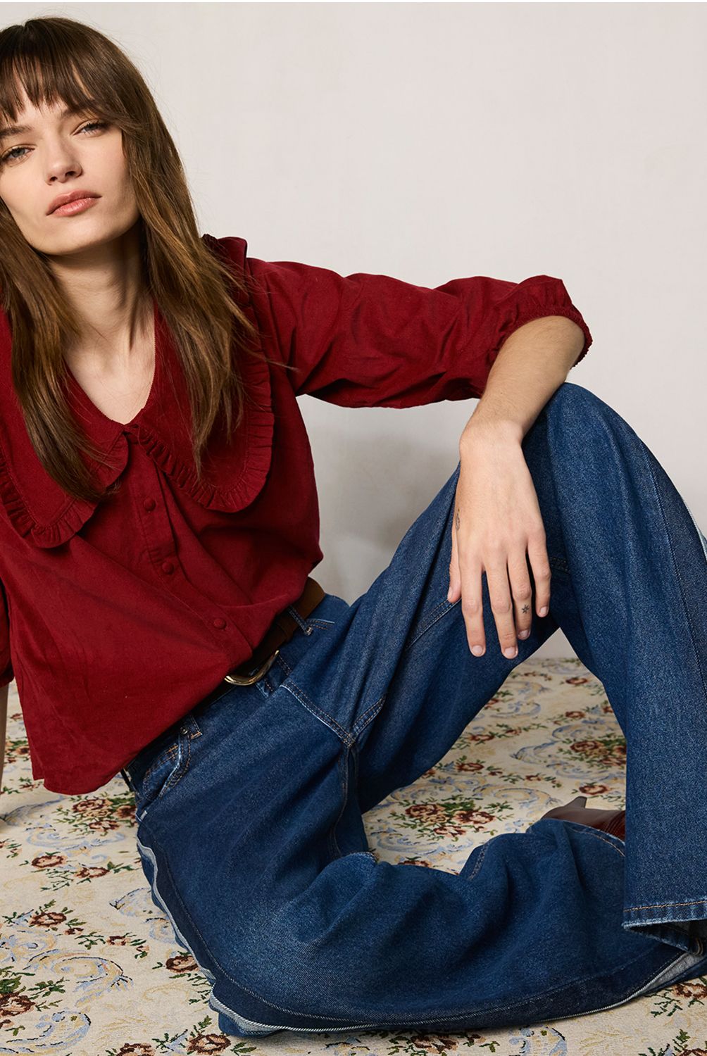 BASEMENT - Jeans Wide Leg Tiro Bajo Mujer Basement