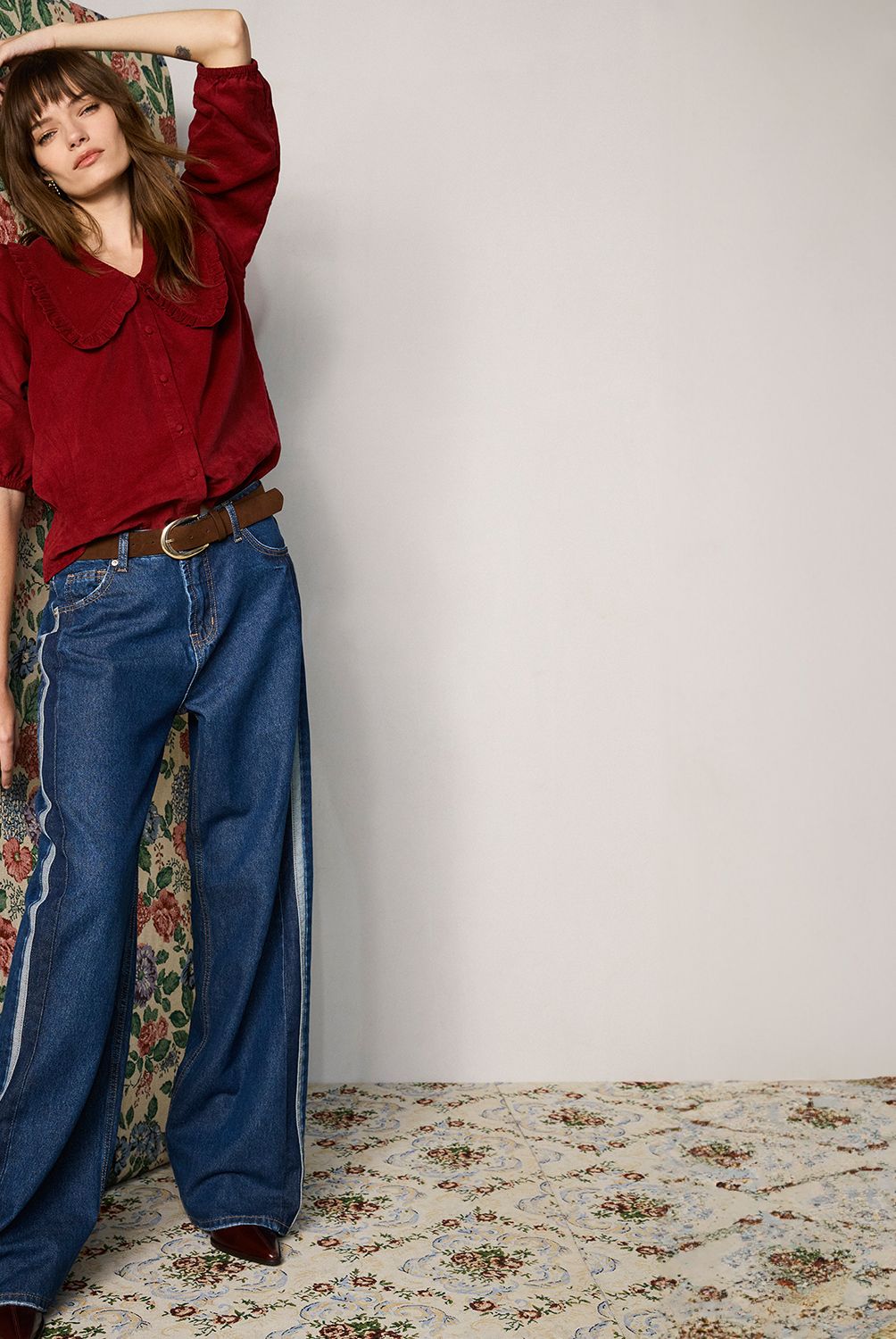 BASEMENT - Jeans Wide Leg Tiro Bajo Mujer Basement