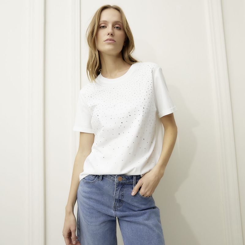 BASEMENT - Polera Manga Corta Algodón Mujer Basement