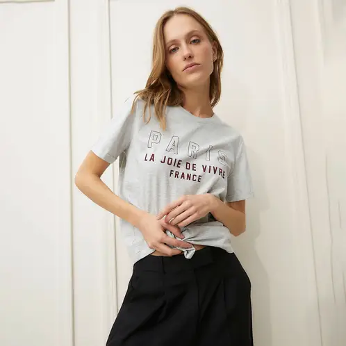 BASEMENT - Polera Manga Corta Algodón Mujer