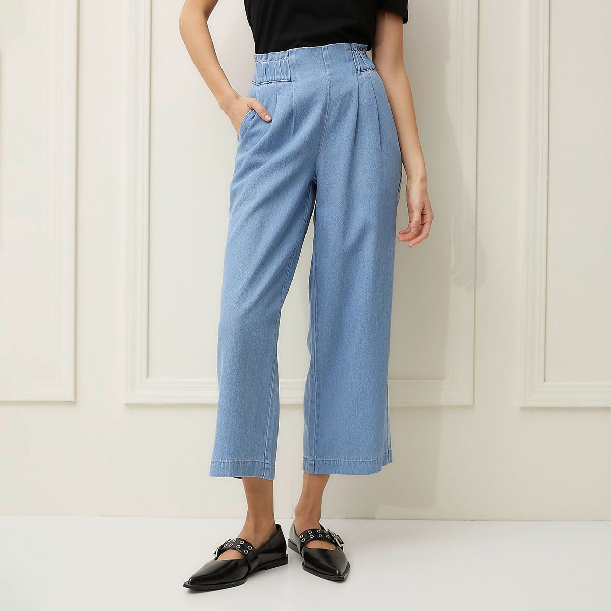 BASEMENT - Jeans Culotte Tiro Medio Mujer Basement