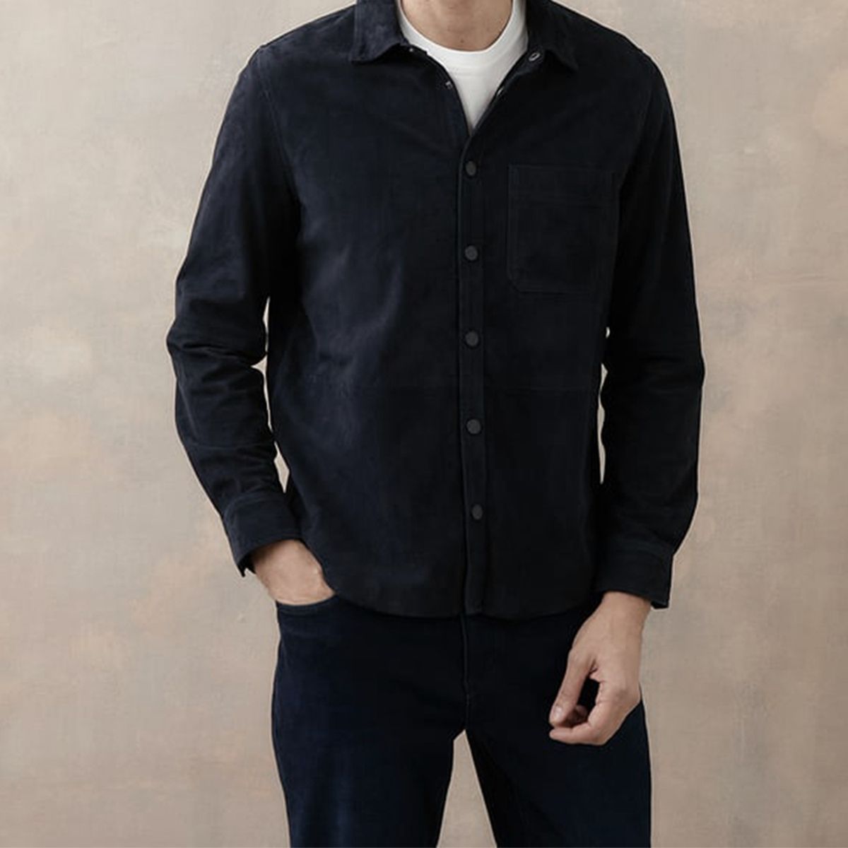 WOLF&HANK - Sobrecamisa de Cuero Casual Hombre Wolf&Hank