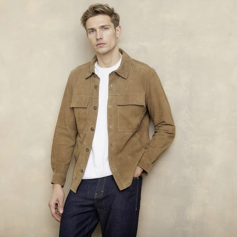 Chaqueta 100% Cuero Gamuza Hombre Wolf & Hank