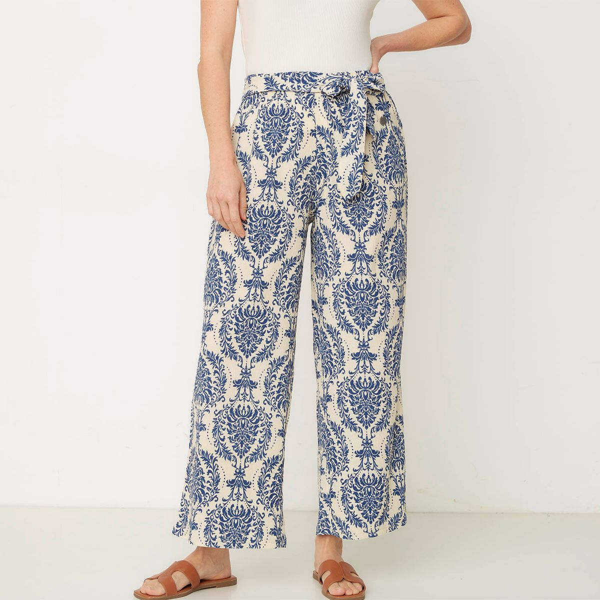 NEWPORT - Pantalón Culotte Tiro Alto Fit Flare Mujer Newport