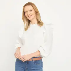NEWPORT - Blusa Manga Larga Algodón Mujer