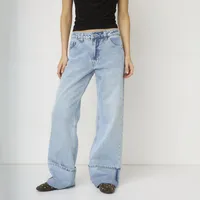 Jeans Wide Leg Tiro Bajo Mujer