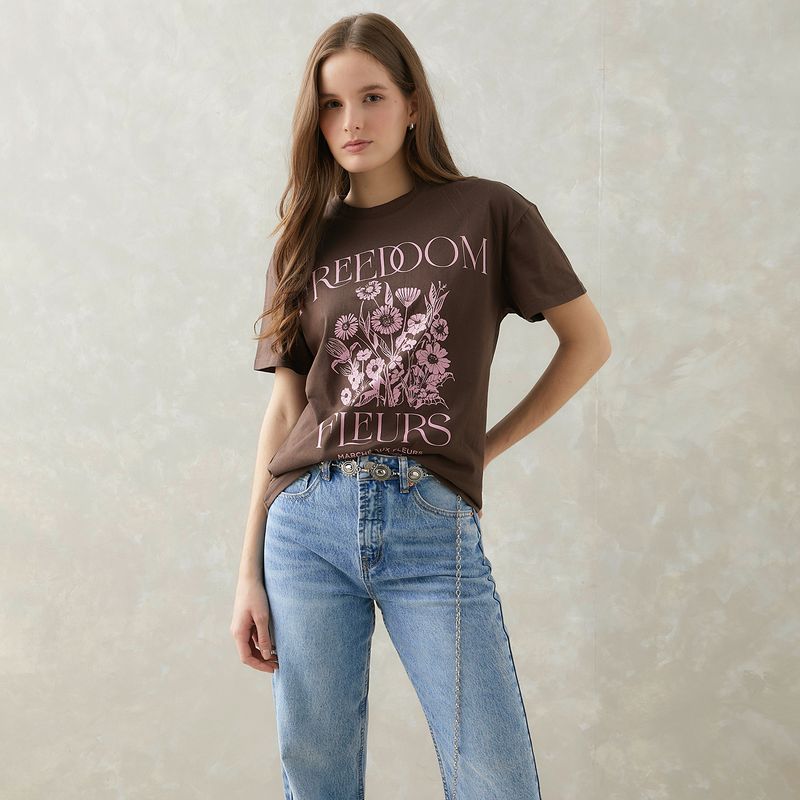 SYBILLA - Polera Manga Corta Algodón Orgánico Mujer Sybilla
