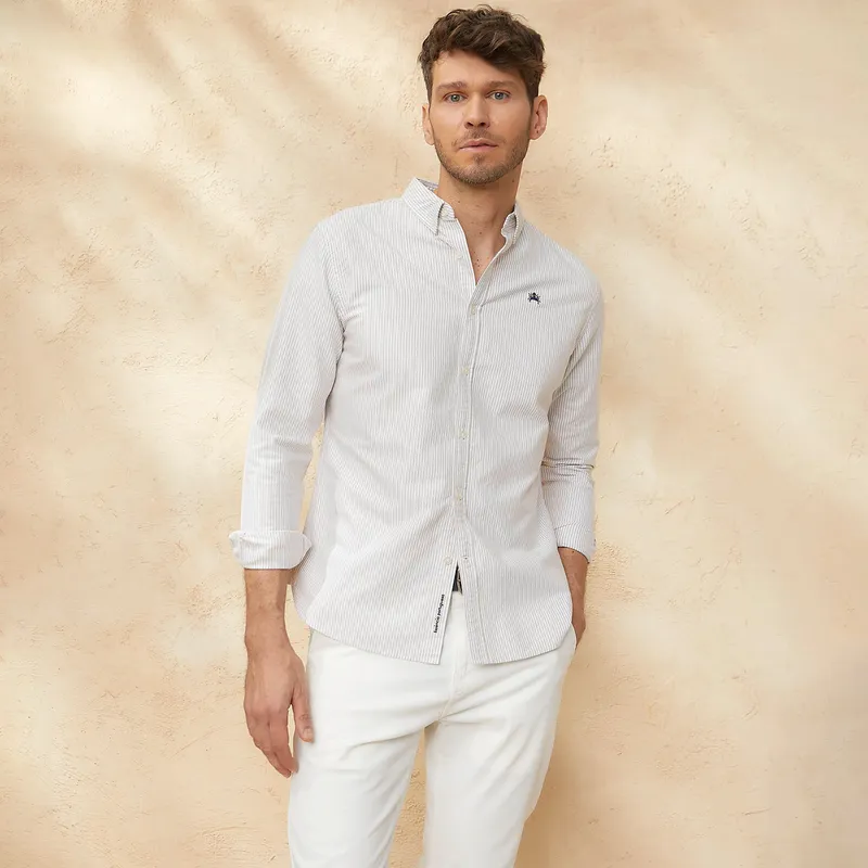 CASCAIS - Camisa Casual Manga Larga Algodón Hombre Cascais