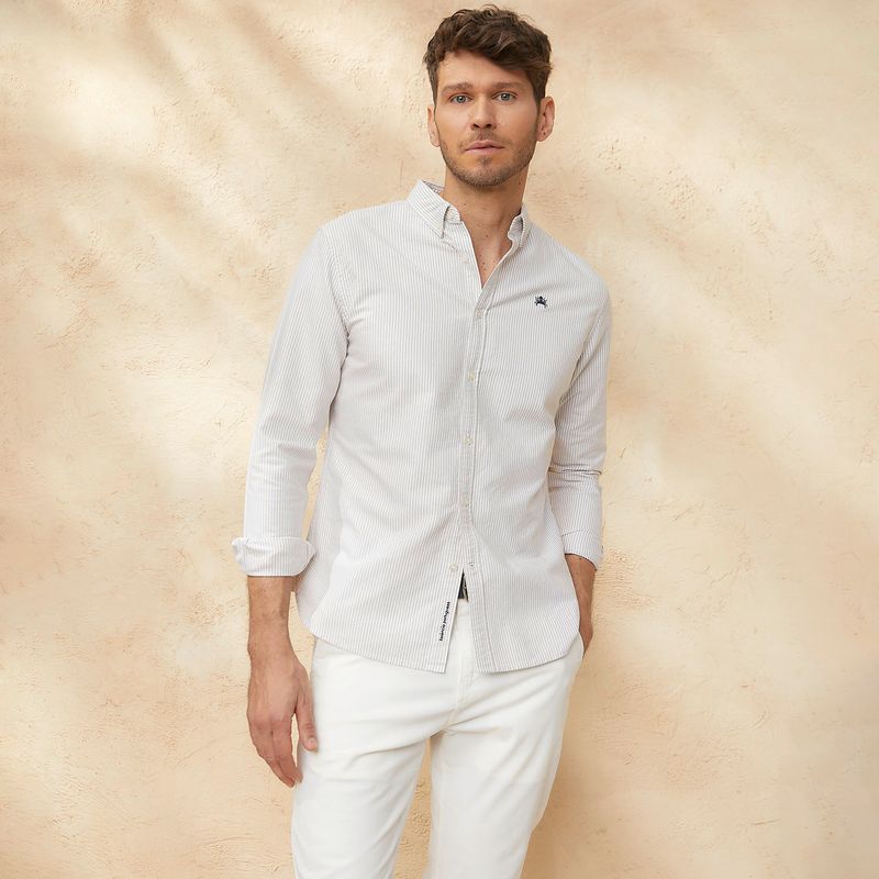 CASCAIS - Camisa Casual Manga Larga Algodón Hombre Cascais