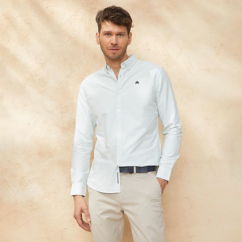 CASCAIS - Camisa Casual Manga Larga Algodón Hombre Cascais