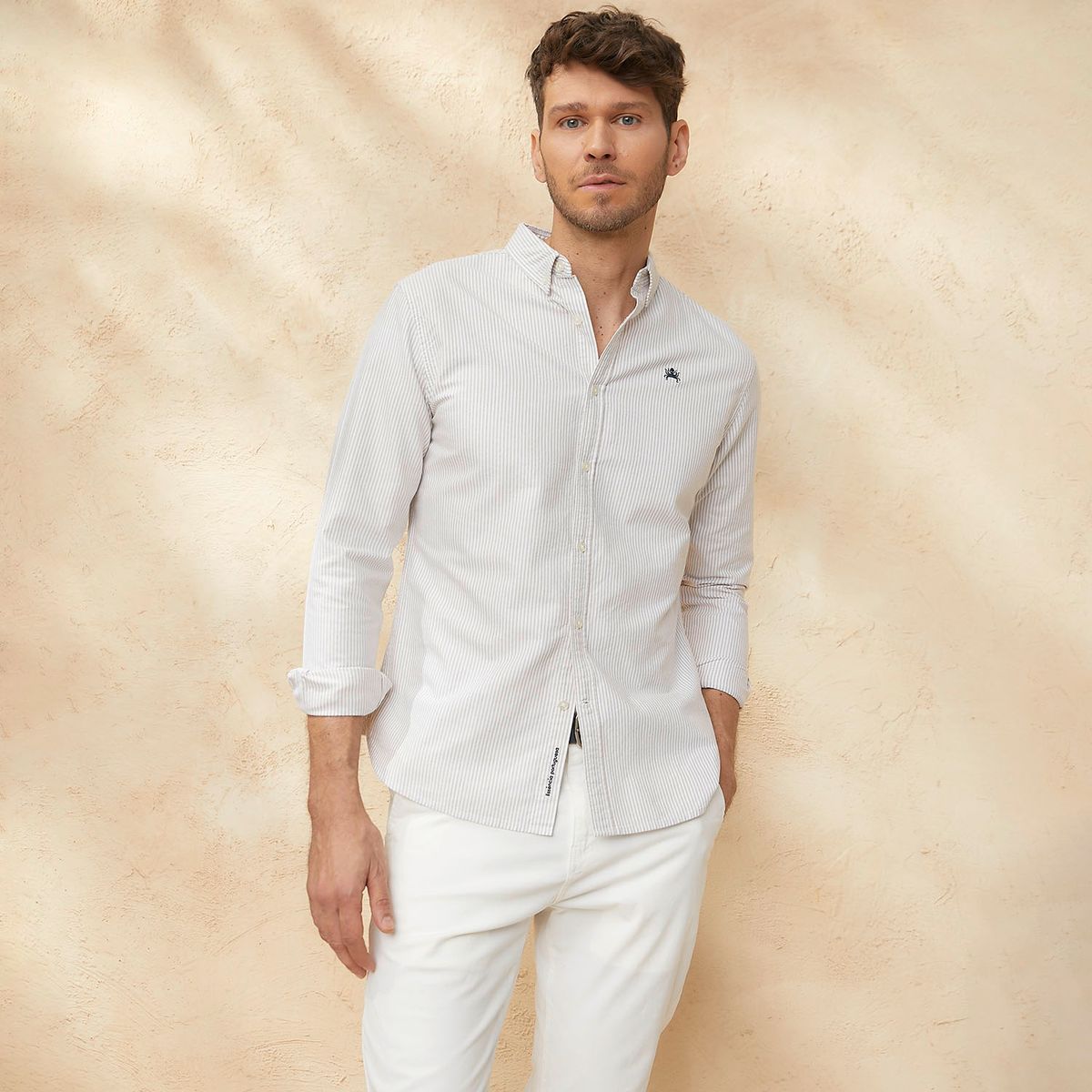 CASCAIS - Camisa Casual Manga Larga Algodón Hombre Cascais