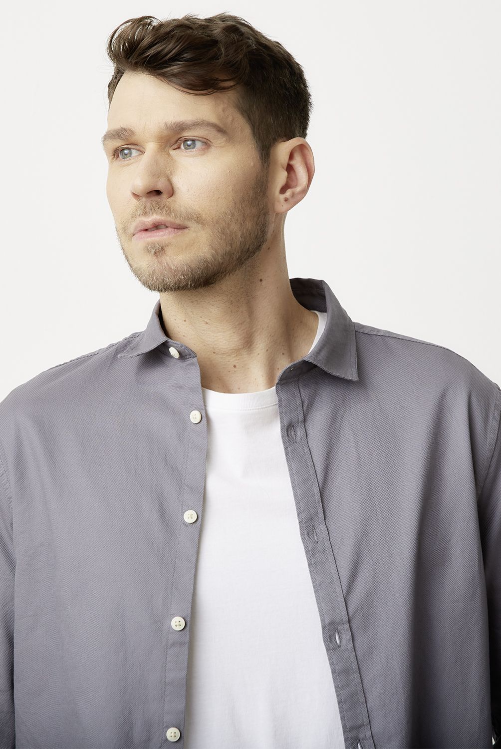 BASEMENT - Camisa Casual Manga Larga Hombre Basement