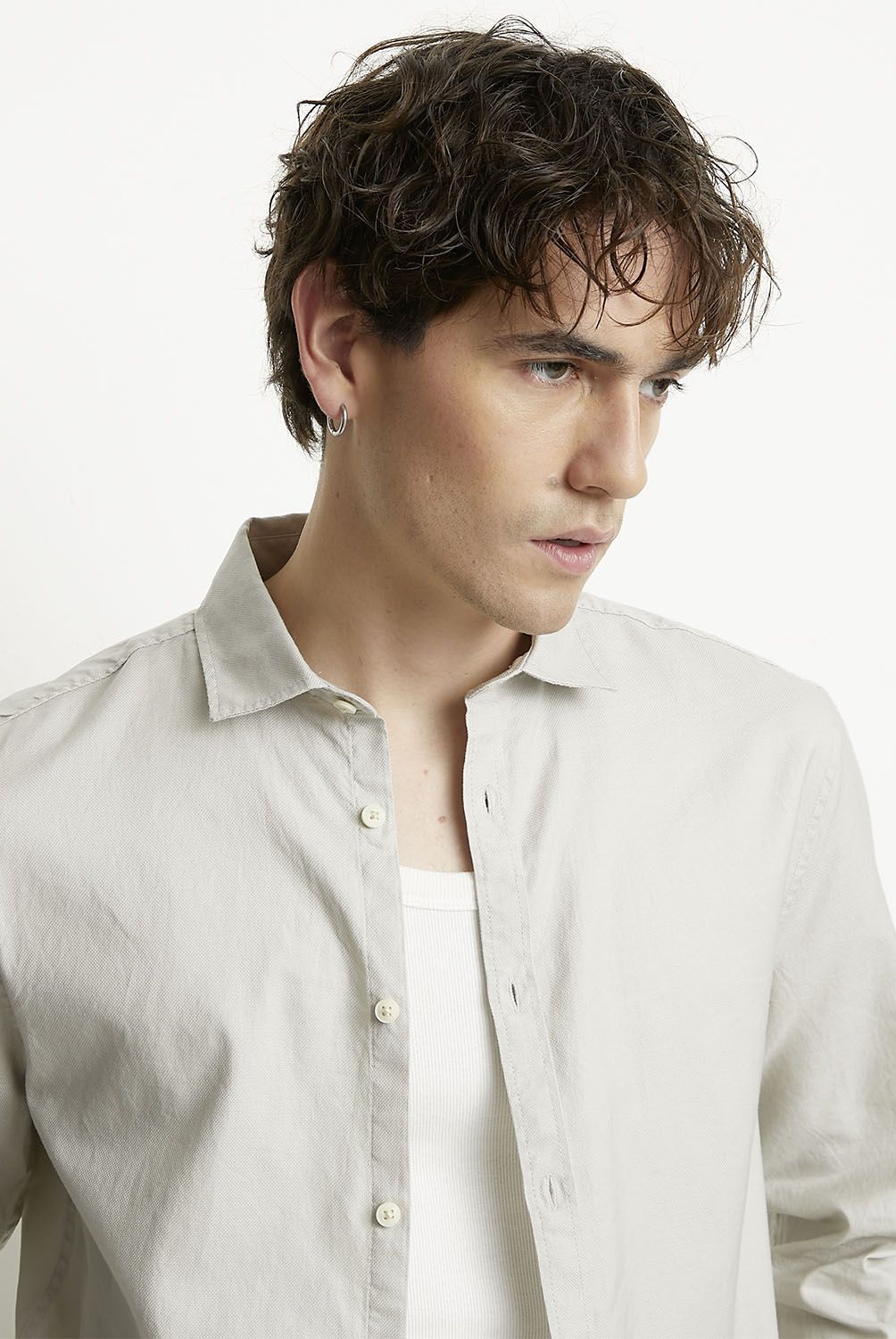 BASEMENT - Camisa Casual Manga Larga Hombre Basement