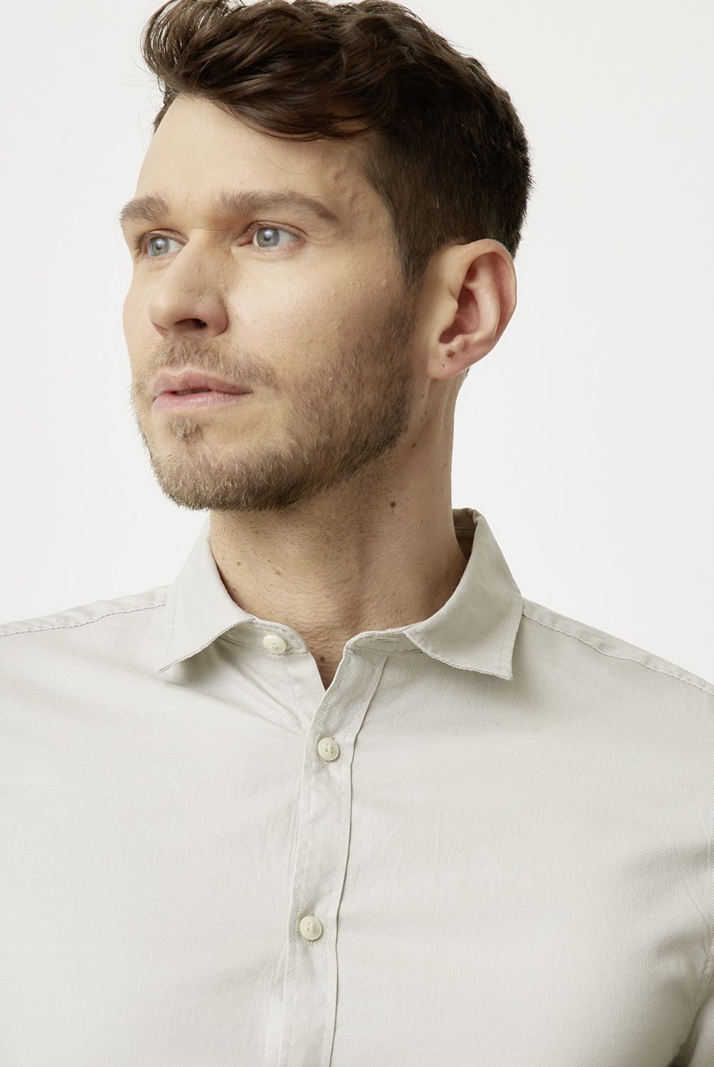 BASEMENT - Camisa Casual Manga Larga Hombre Basement