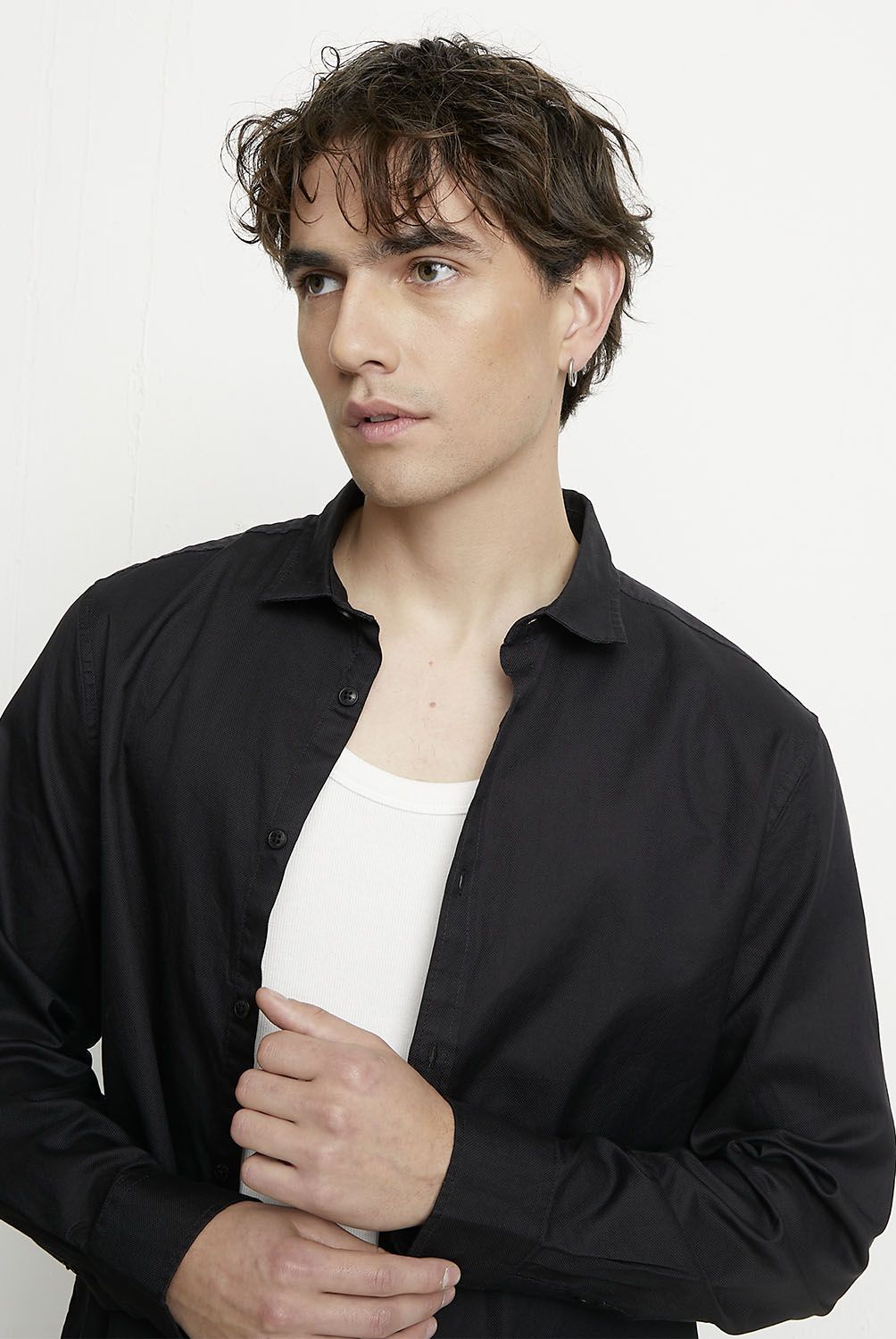 BASEMENT - Camisa Casual Manga Larga Hombre Basement