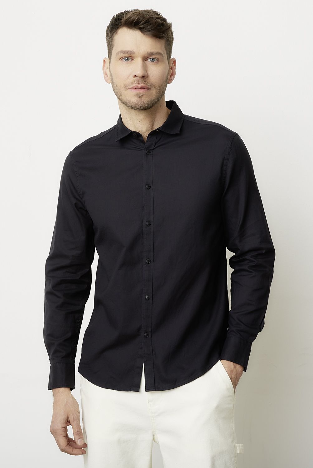 BASEMENT - Camisa Casual Manga Larga Hombre Basement