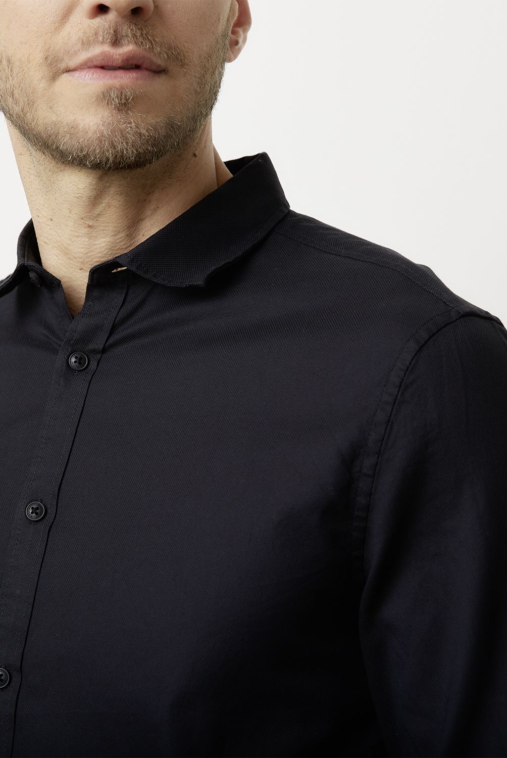 BASEMENT - Camisa Casual Manga Larga Hombre Basement