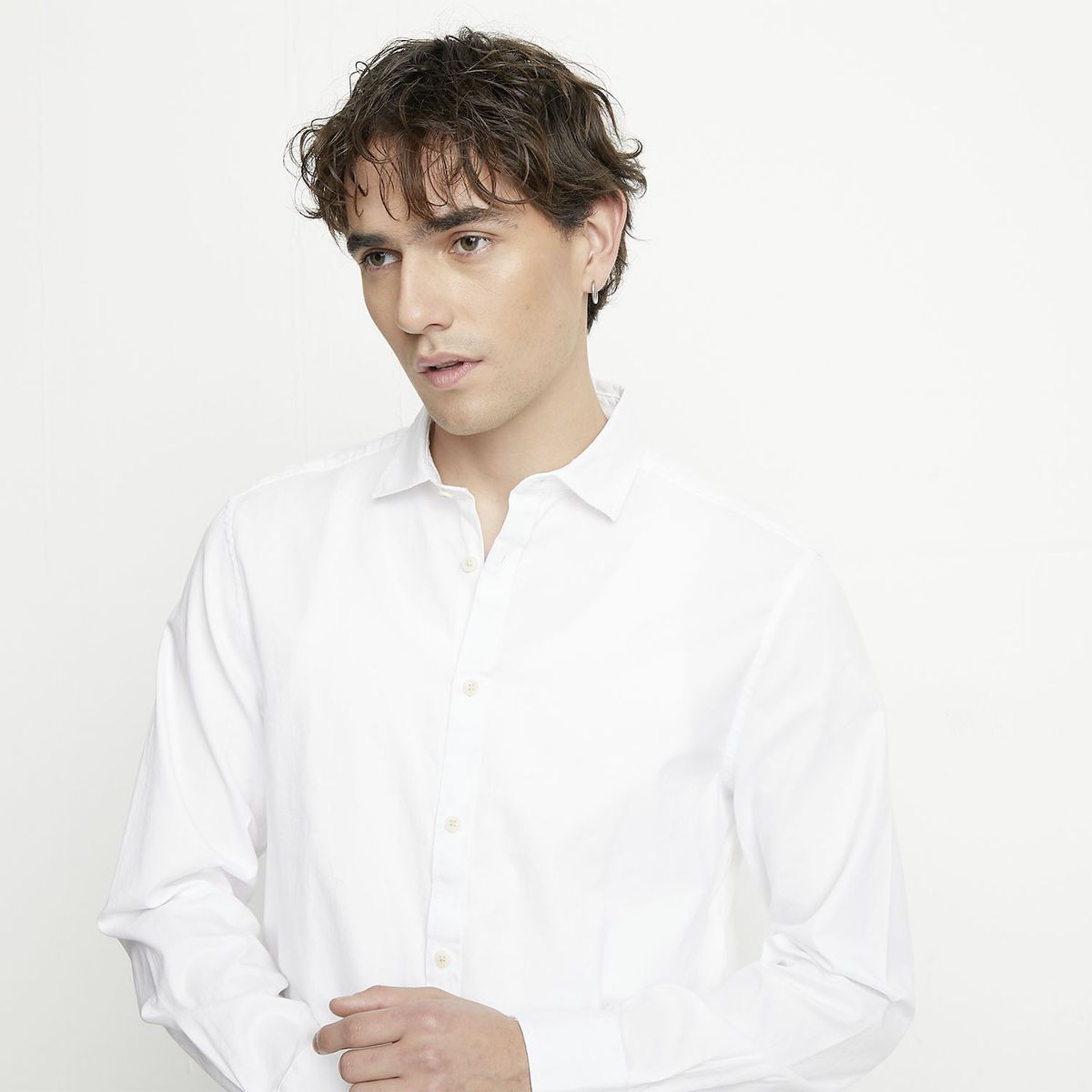 BASEMENT - Camisa Casual Manga Larga Hombre Basement