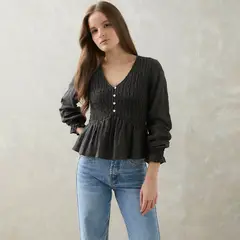 SYBILLA - Blusas Manga Larga Algodón Orgánico Mujer