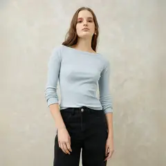 SYBILLA - Polera Manga Larga Algodón Orgánico Mujer