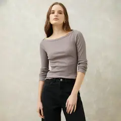 SYBILLA - Polera Manga Larga Algodón Orgánico Mujer