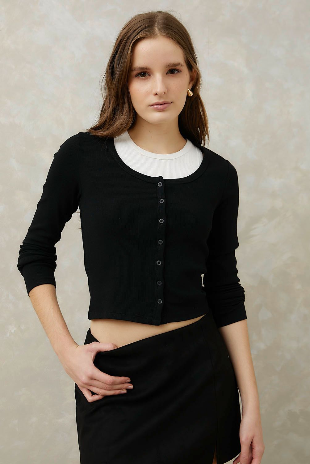 SYBILLA - Polera Manga Larga Algodón Mujer Sybilla