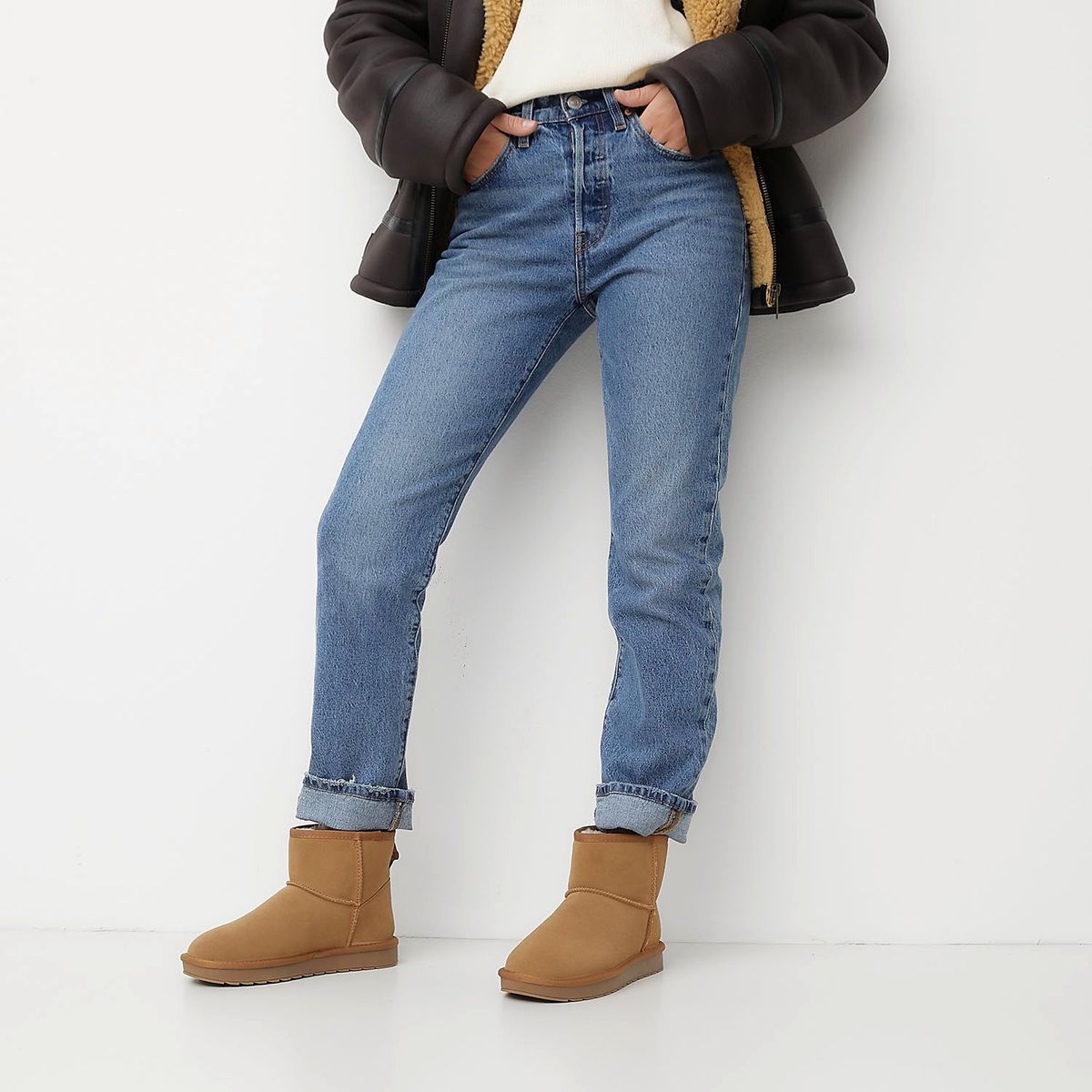 BASEMENT - Botín Mujer Cuero Café Basement