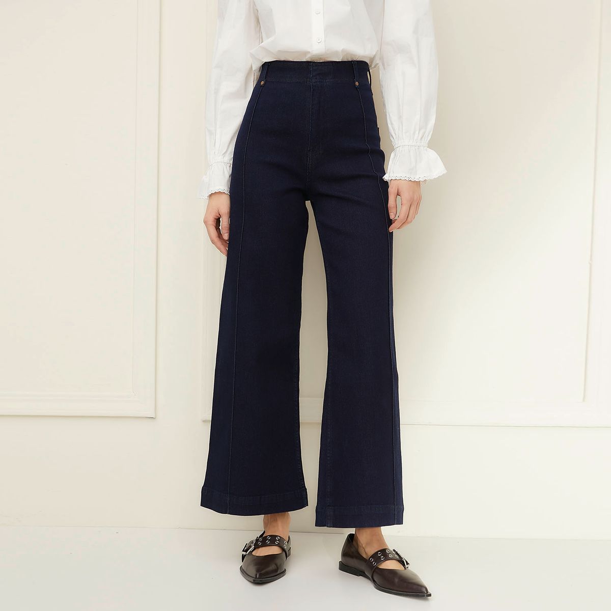 BASEMENT - Jeans Straight Tiro Alto Mujer Basement