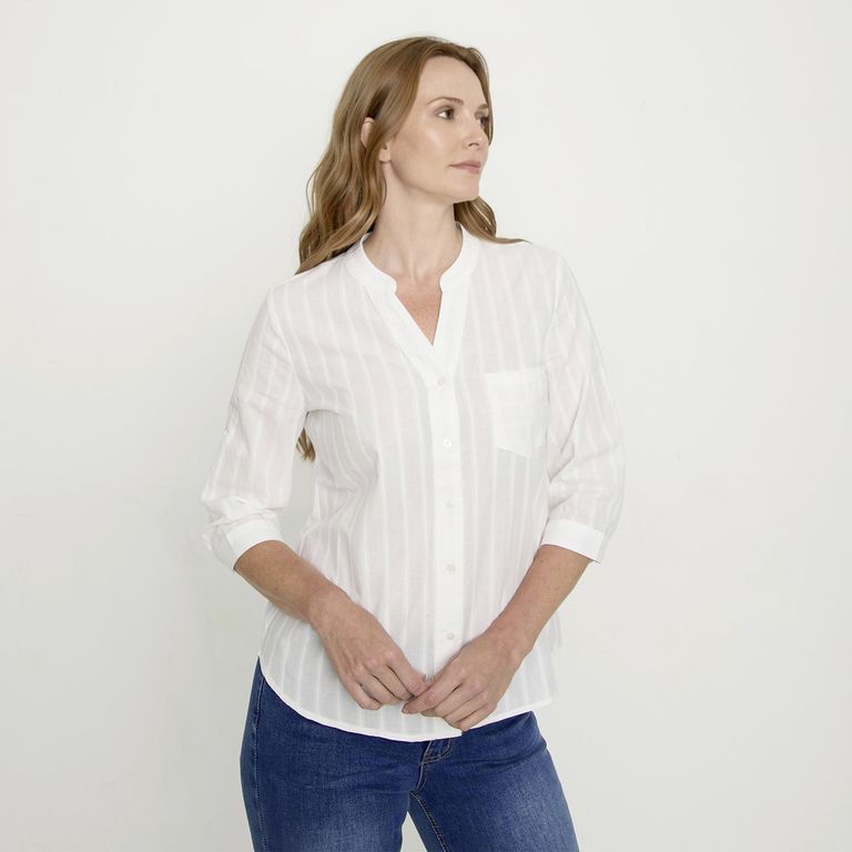 Blusa Manga Larga Algodón Mujer