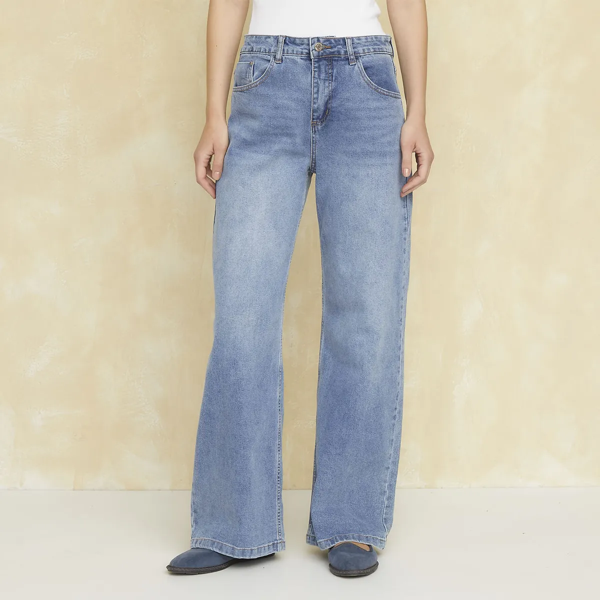 UNIVERSITY CLUB - Jeans Wide Leg Tiro Medio Mujer University Club