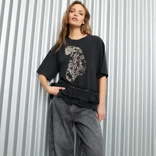 AMERICANINO - Polera Manga Corta Algodón Mujer