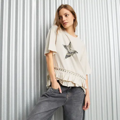 AMERICANINO - Polera Manga Corta Algodón Mujer
