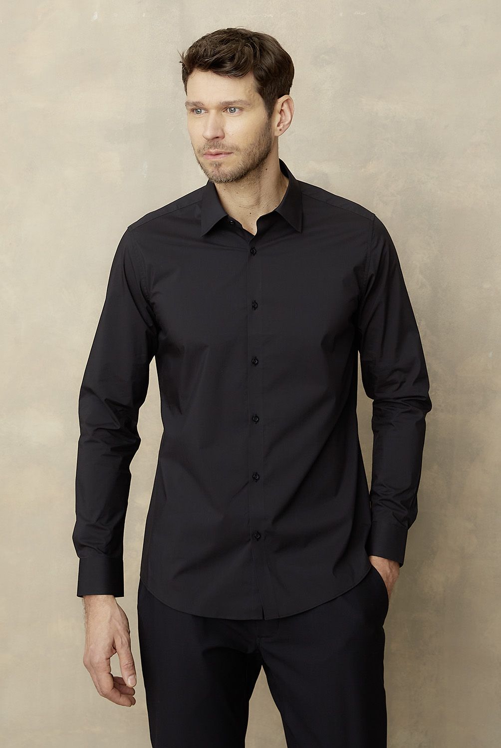 WOLF&HANK - Camisa de Vestir Hombre Wolf&Hank Manga Larga Algodón Lisa