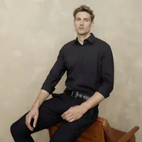 Camisa de Vestir Hombre Manga Larga Algodón Lisa