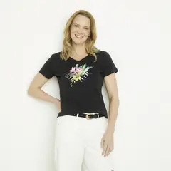 NEWPORT - Polera Manga Corta Algodón Mujer