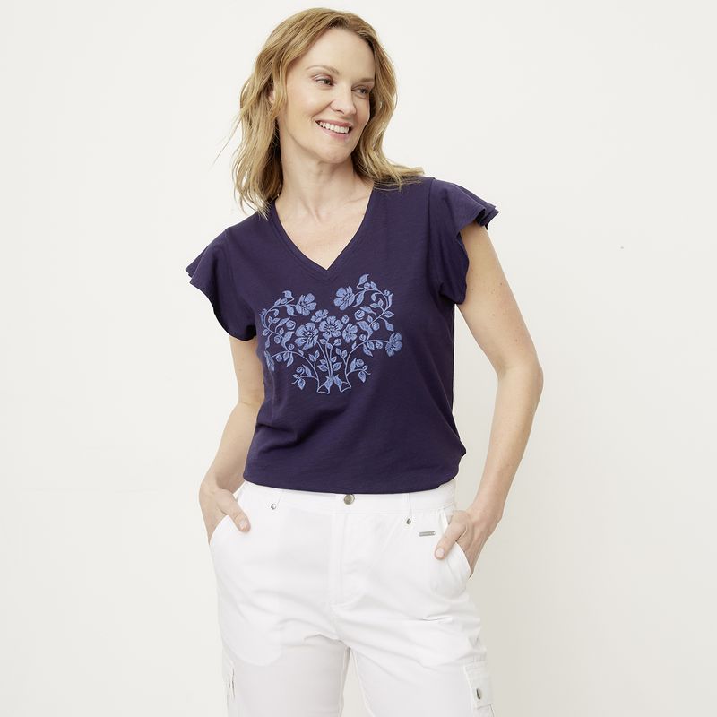 NEWPORT - Polera Manga Corta Algodón Mujer Newport