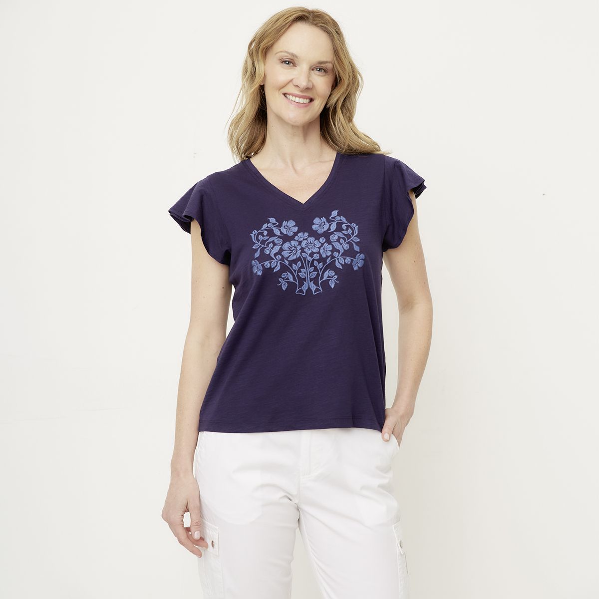 NEWPORT - Polera Manga Corta Algodón Mujer Newport