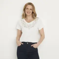 NEWPORT - Polera Manga Corta Algodón Mujer
